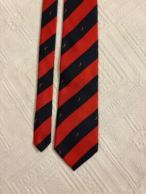 Vintage Saddle Club Striped Equestrian Riding Boots Tie Red Navy Blue